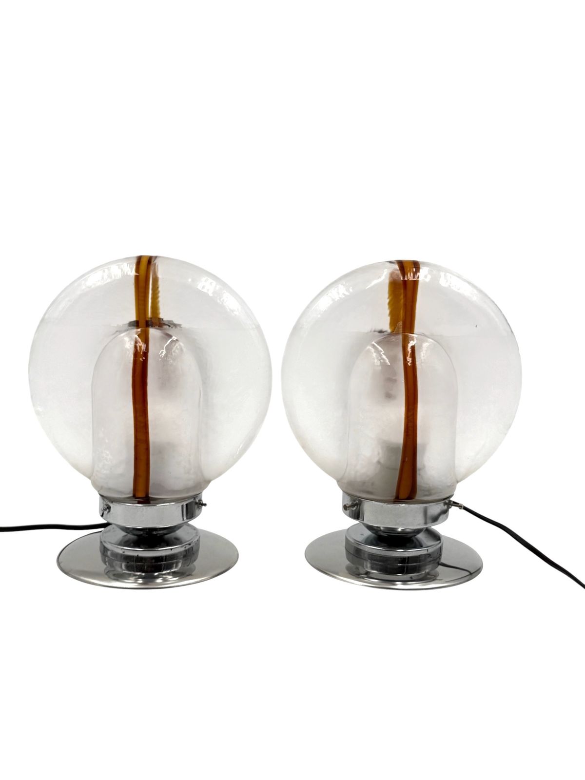 Toni Zuccheri, Set Of 2 Of Murano Blown Glass Lamps, Mazzega, Murano Italy 1970s photo vinterior
