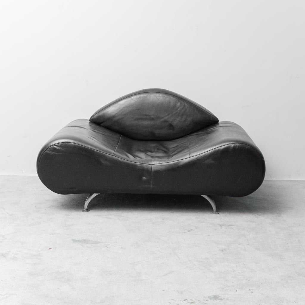 Vintage Modern Design Black Leather Armchair – 1990s Lounge Chair photo for sale
