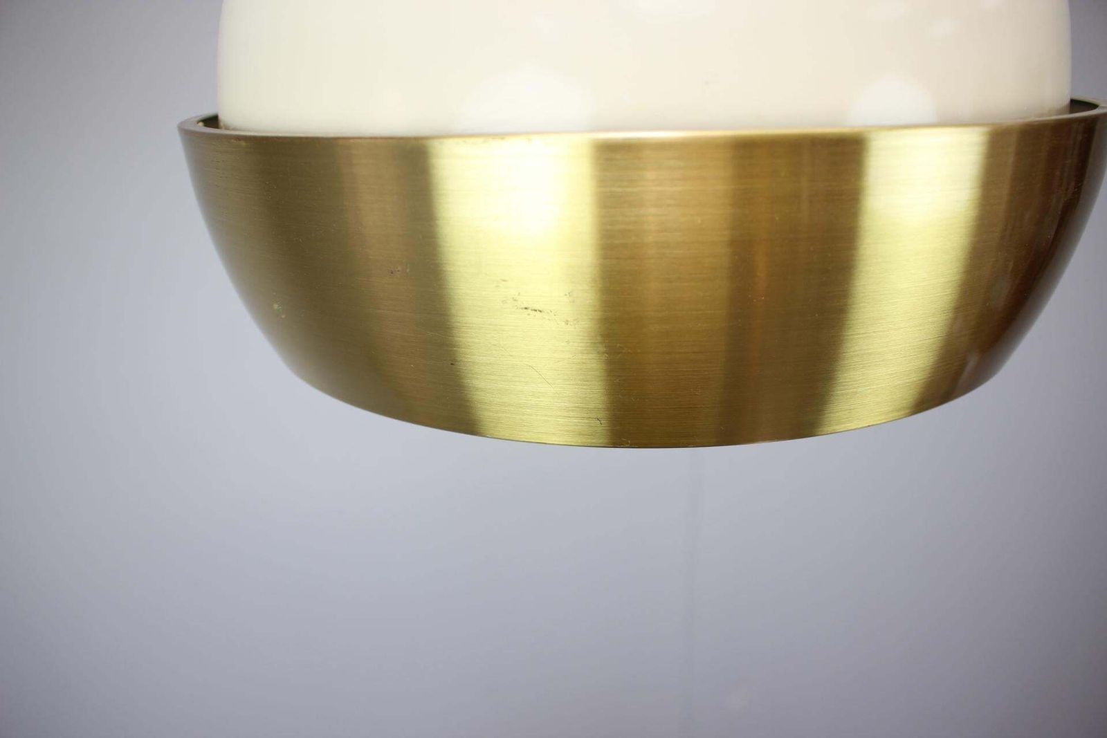 1970s European Mid Century Modern Brass Metal Space Age Pendant Lamp photo 416.0