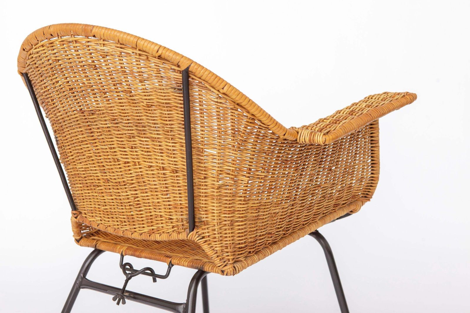 Furniture Vintage Basket Chairs By Gianfranco Legler 1950s | Set Of 3 Swiss Rattan Lounge Chairs | Mid Century Modern photo