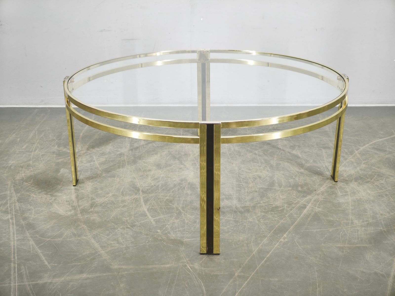 Italian Brass And Glass Round Coffee Table, 1970s photo furniture