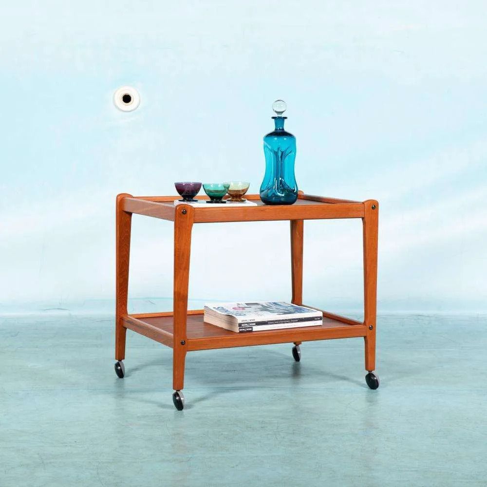 Minimalistisch Vintage Deens Design Serveerwagen Teak, Barcart. photo for sale
