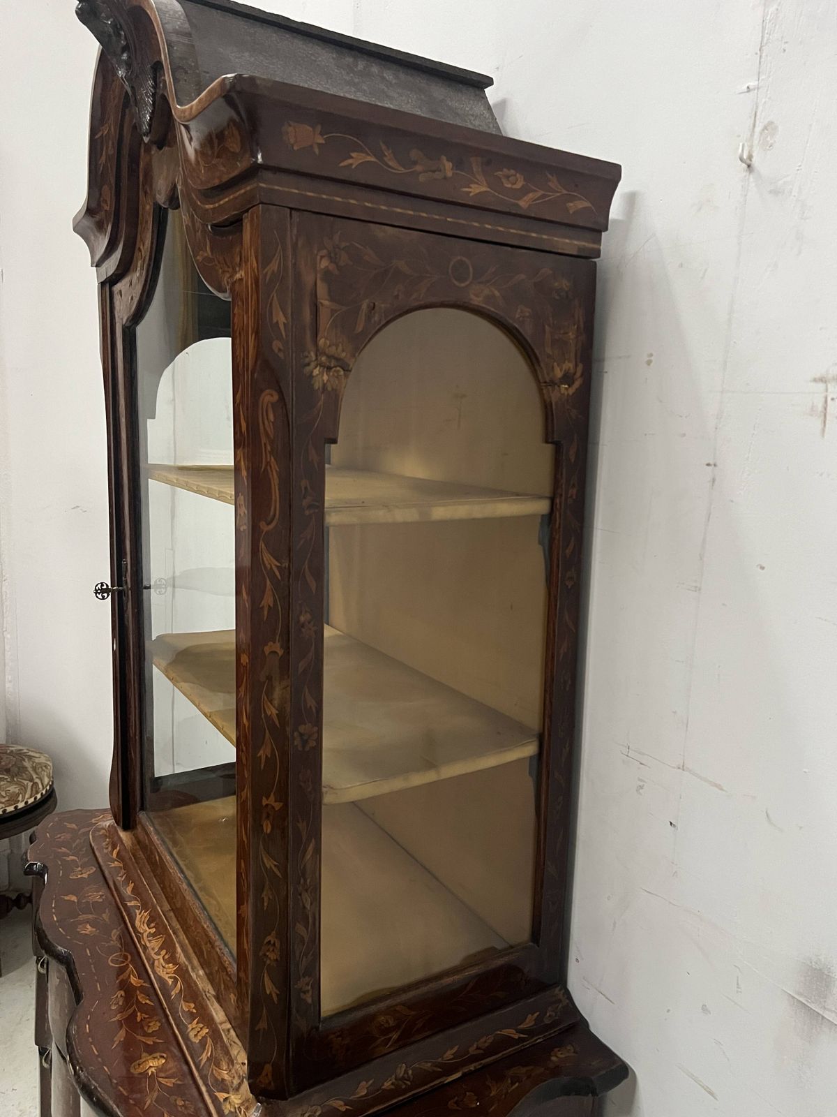 photo buy Dutch Display Cabinet In Two Sections, Made Of Marquetry Wood