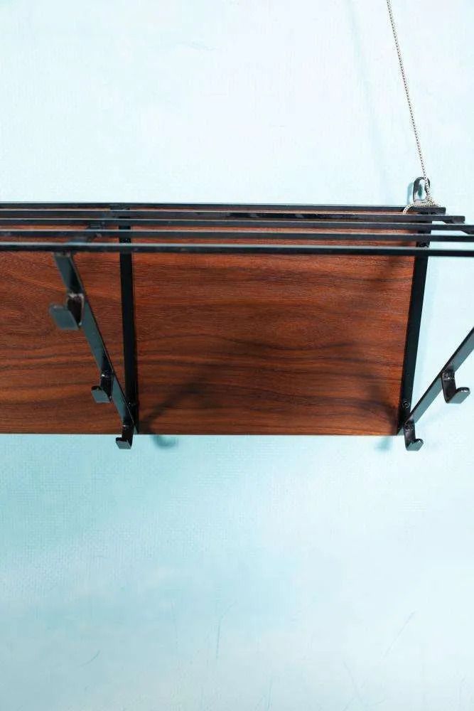 Midcentury Kapstok Teak & Zwart Metaal, Vintage Coat Rack. photo 227.0