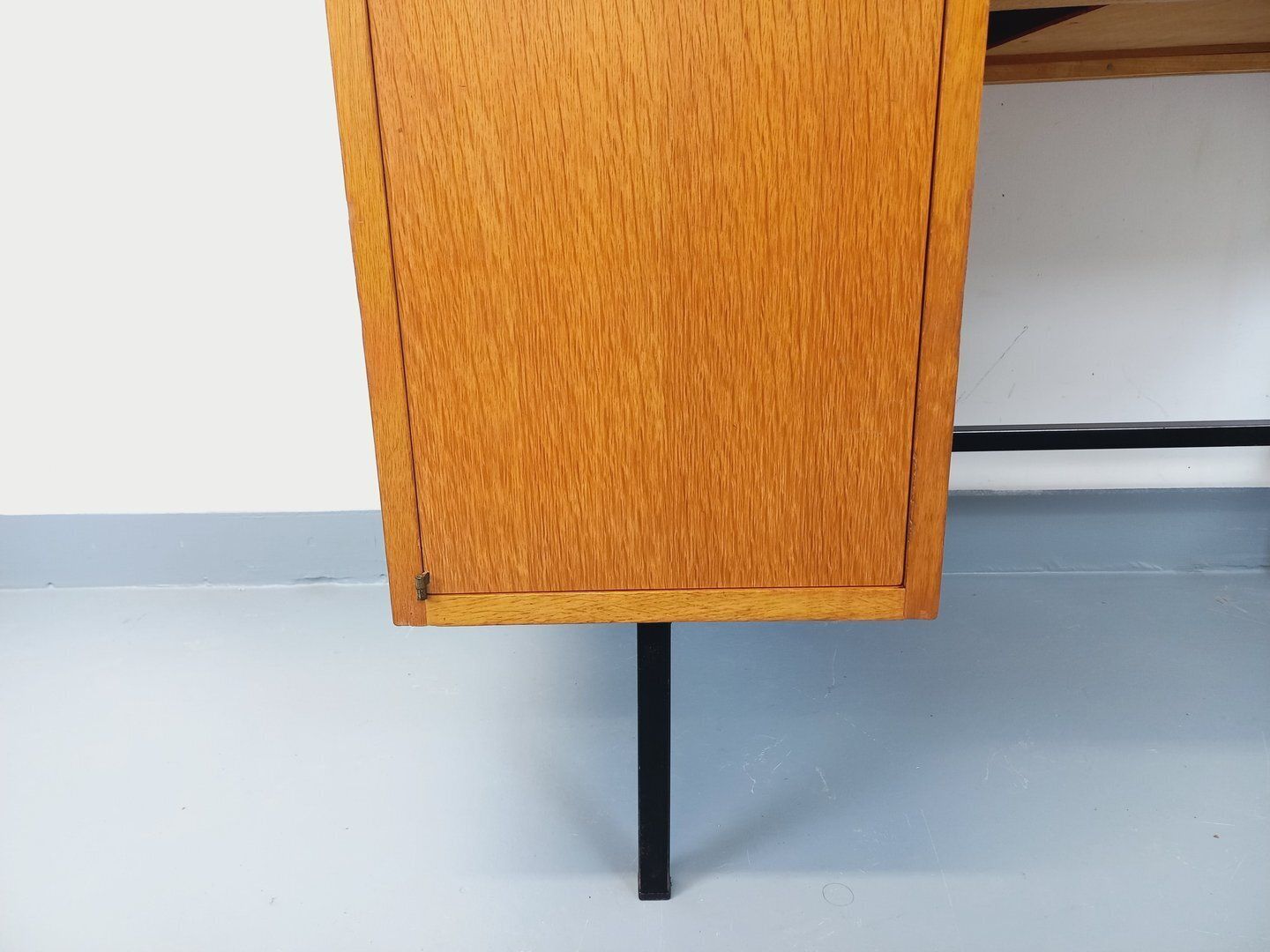 2028.0 Jacques Hitier Modernist Desk In Oak And Metal photo
