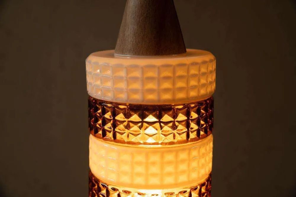 Lighting Vintage Glazen Hanglamp Cilinder Amberglas, Glass Pendant. photo