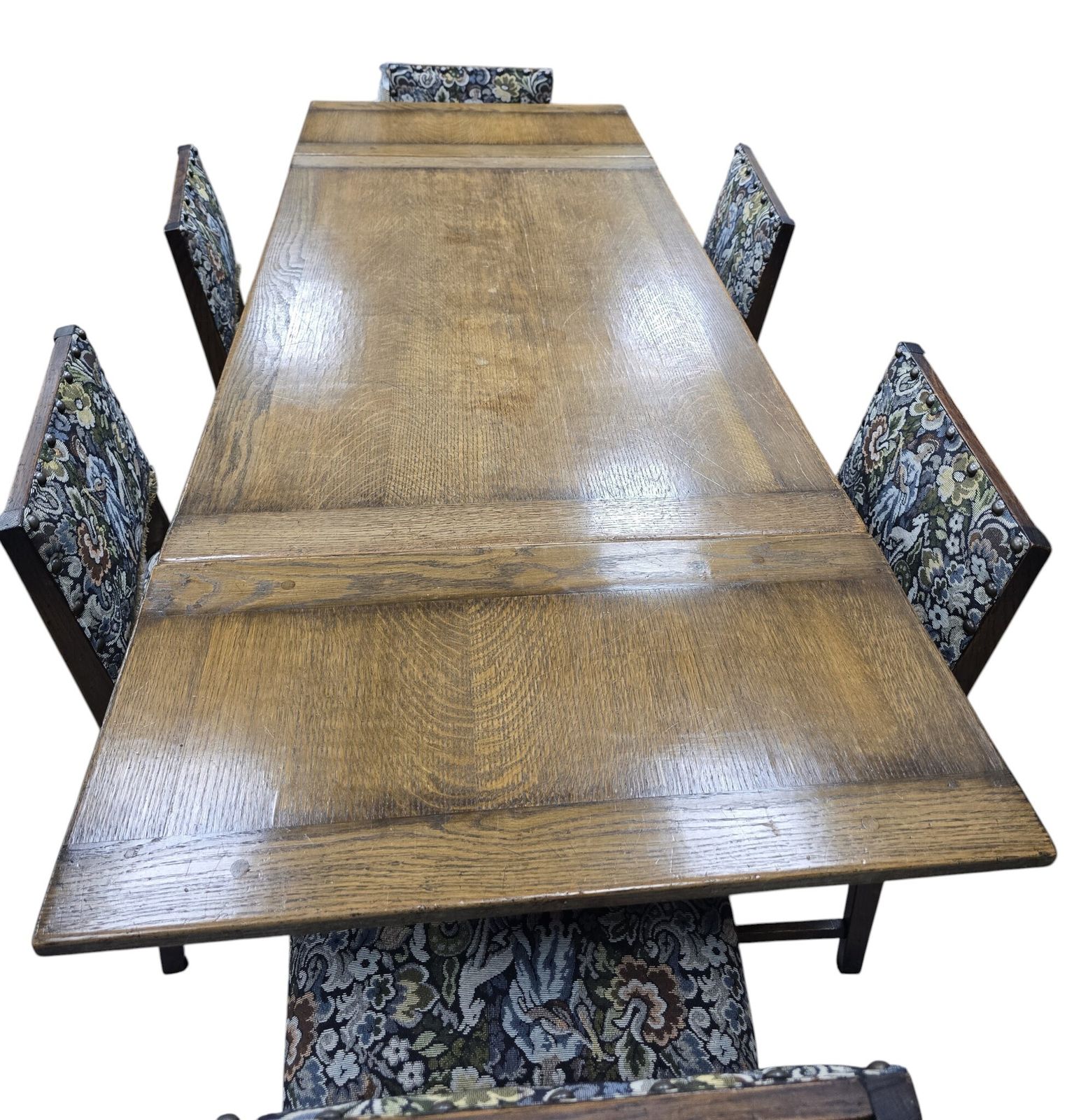 Vintage Oak Extending Dining Table With 6 Chairs photo for sale