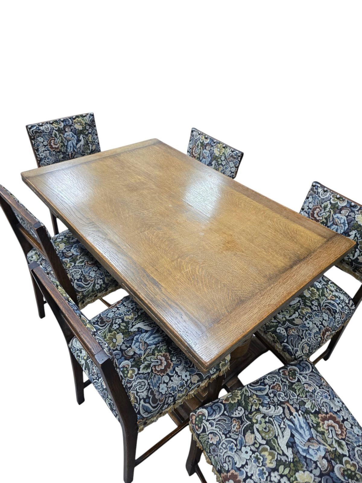 Vintage Oak Extending Dining Table With 6 Chairs photo furniture