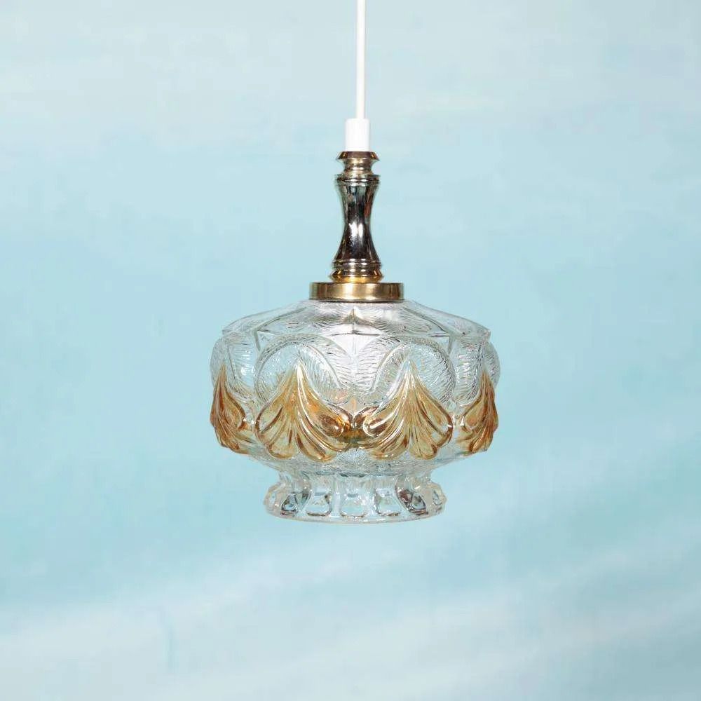 Glass Sixties Hanging Lamp, Vintage Nordic Glass Pendant. photo furniture