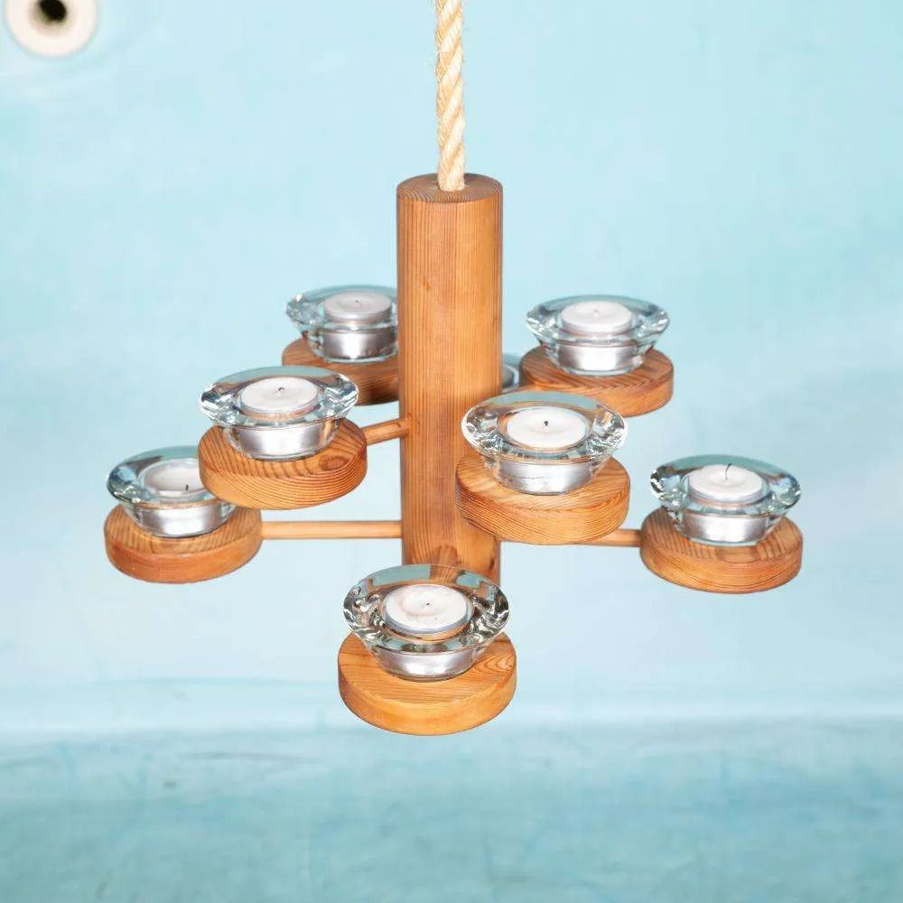 Bohemian Chandelier, Vintage Pine Nordic Chandelier photo for sale