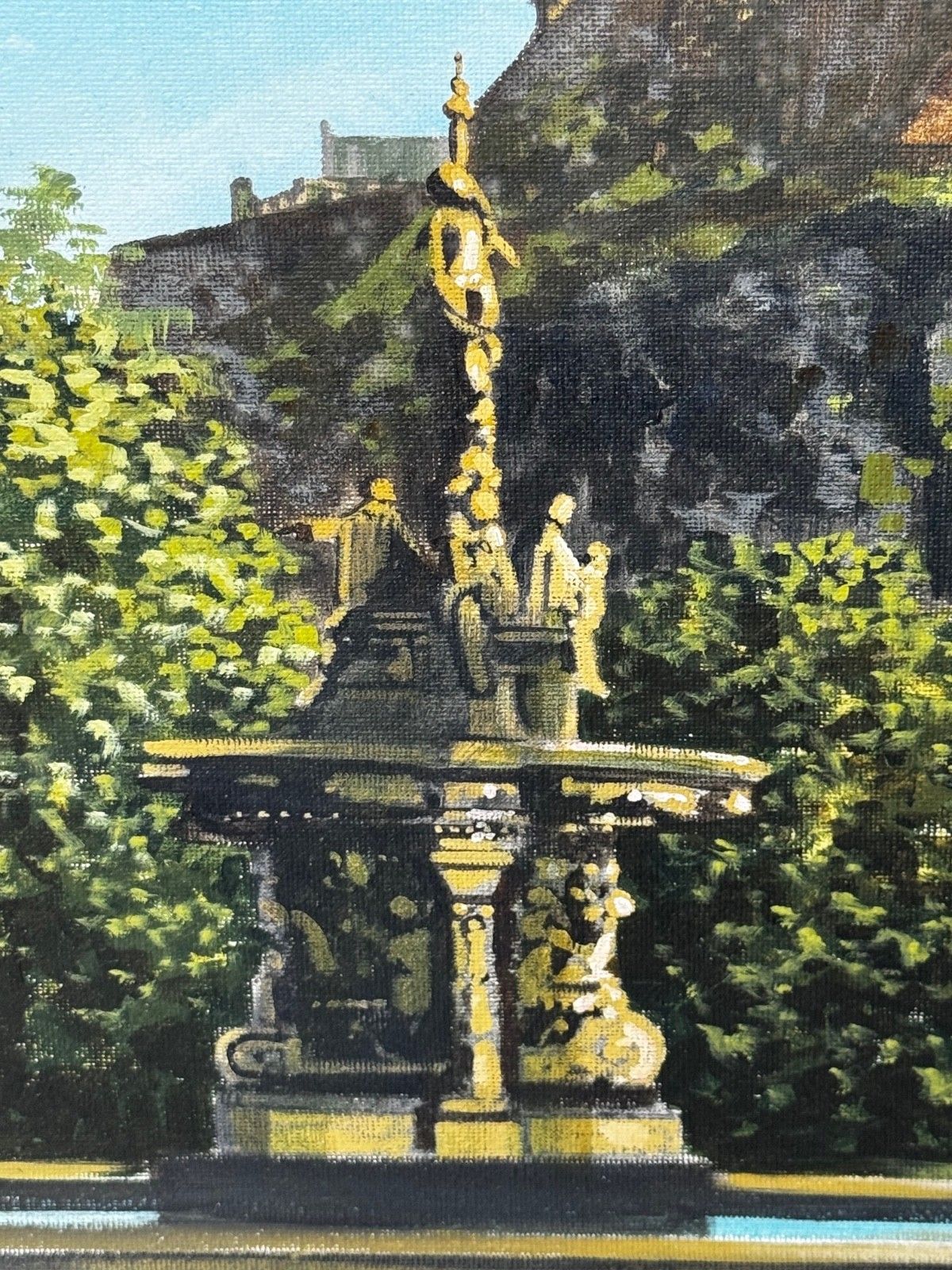 4250.0 21st Century Painting Crown Of The Capital At Dawn Edinburgh Castle With The Ross Fountain photo