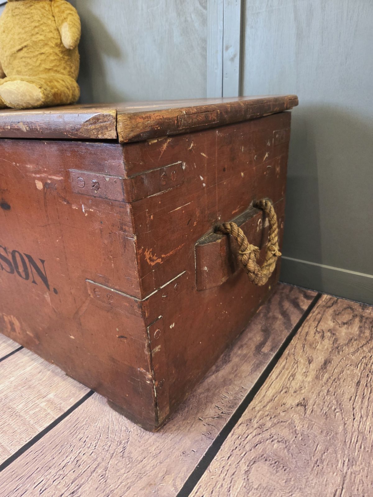 Early 20th Century Painted Pine Travel Chest photo for sale