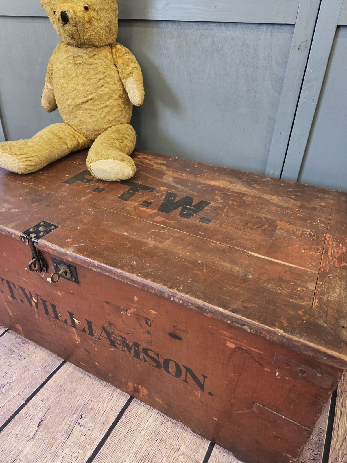 Early 20th Century Painted Pine Travel Chest photo 325.0