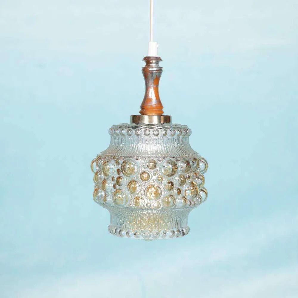 Vintage Scandinavische Glazen Hanglamp – Bubbles Glass Pendant. photo furniture