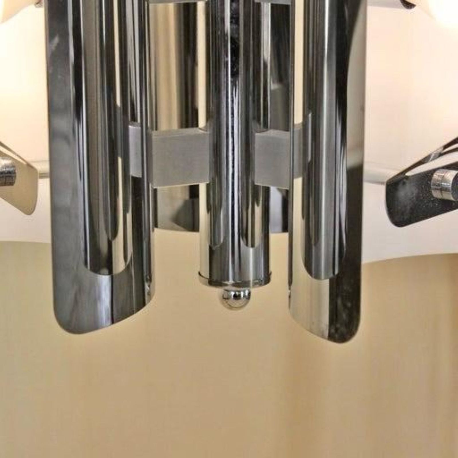 photo furniture 1970s Space Age Chromed Pendant Lamp By Av Mazzega, Murano Glass