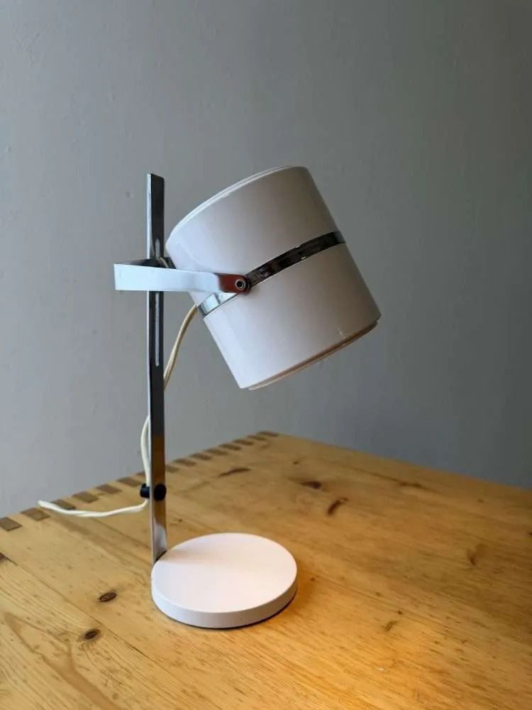 Vintage Elma Bureaulamp Wit Metaal Jaren 1970 photo buy