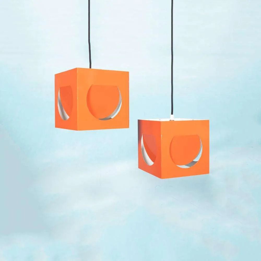 Space Age Fins Design Hanglamp, Ca. Jaren 1960 – Kubus, Stockmann Orno.