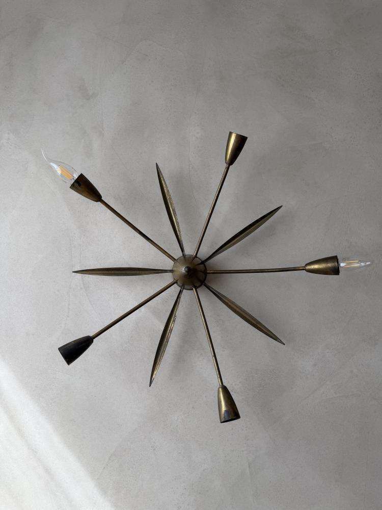 Mid Century Sputnik Plafondlamp Messing Jaren 1950 photo vinterior