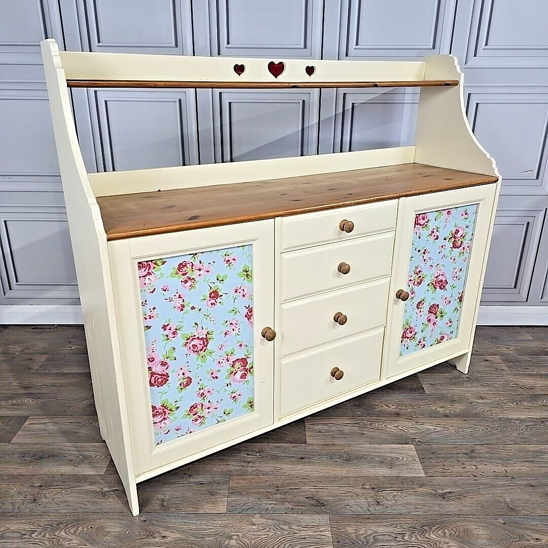 Vintage Sideboard Cabinet  Shabby Chic Solid Pine Wooden Kitchen Washstand Retro