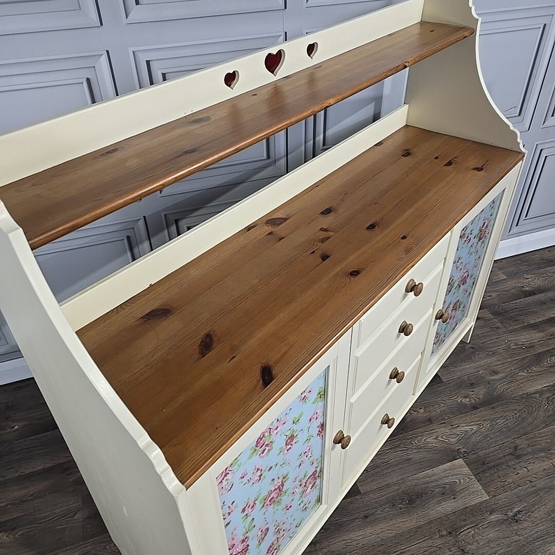 Vintage Sideboard Cabinet  Shabby Chic Solid Pine Wooden Kitchen Washstand Retro photo Furniture