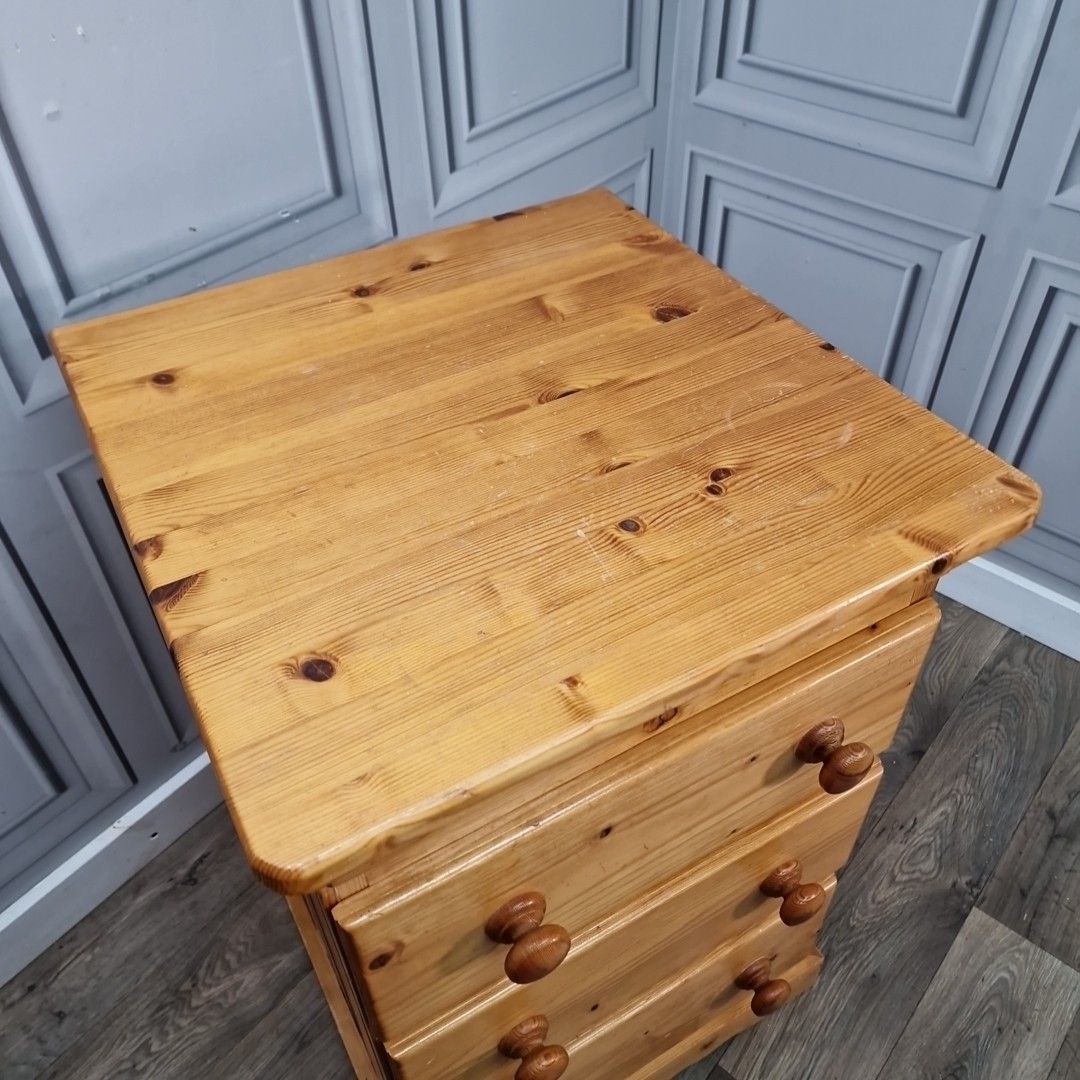 Retro Pair Pine Bedside Tables Chest Of Drawers Cabinets Solid Wooden Vintage photo vinterior