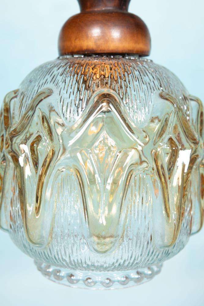 Brutalist Glazen Hanglampen Jaren '70, Vintage Zweedse Hanglamp. photo vinterior