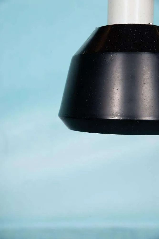 Vintage Design Hanglamp Uit De Jaren 1970, Zwart Wit Retrolamp. photo vinterior