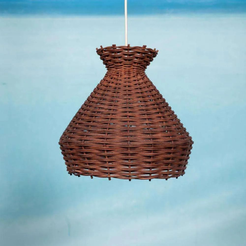 Bohemian Sixties Pendant Lamp, Braided Vintage Lampshade.
