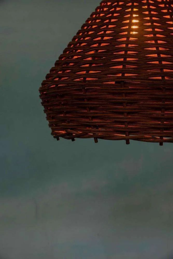 77.0 Bohemian Sixties Pendant Lamp, Braided Vintage Lampshade. photo
