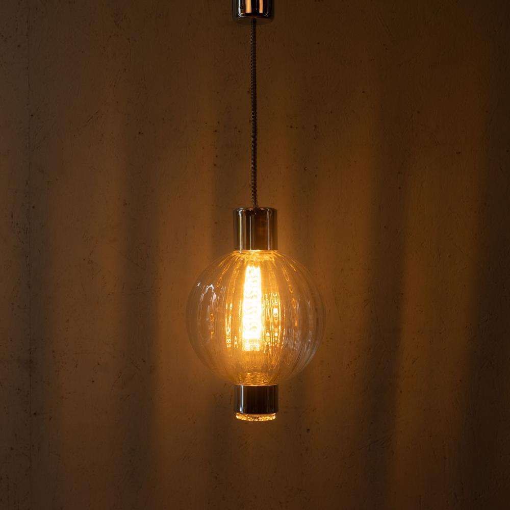 photo vintage Space Age Glazen Bollamp, Mid Century Modern Glazen Hanglamp, Jaren Zestig/60s.