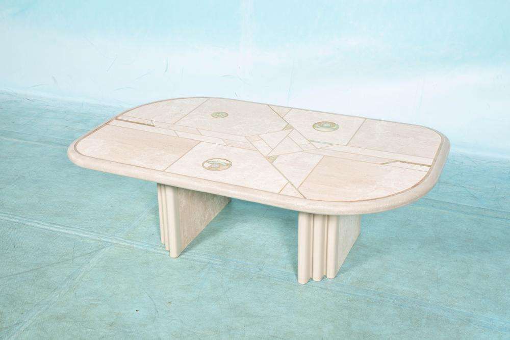 Vintage Travertijn Salontafel Fedam Jaren 80 Mid Century Modern photo buy