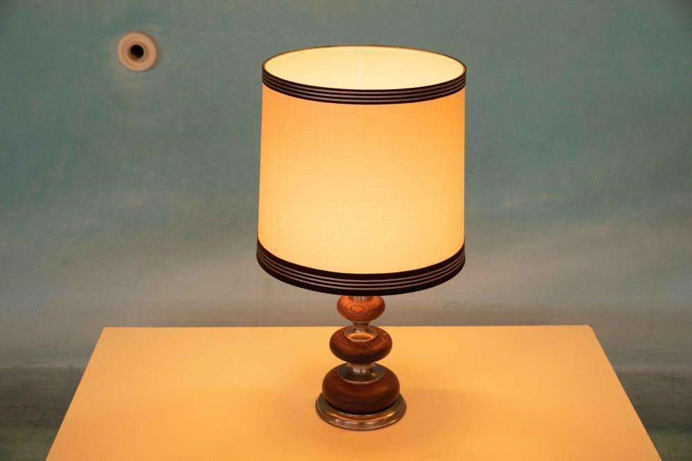 170.0 Bohemian Tafellamp Jaren 1960 – Space Age Houten Nachtkastlamp photo