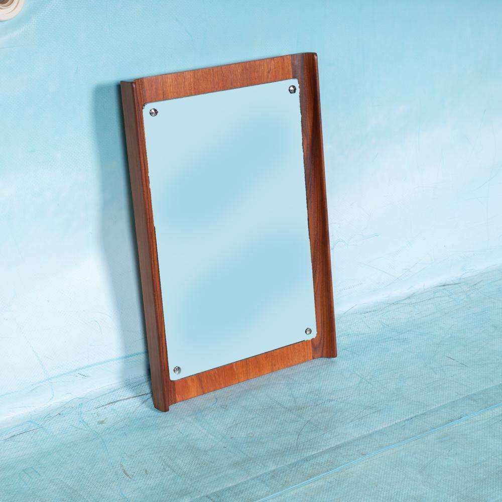 Vintage Design Spiegel Teak, Scandinavische Minimalistische Spiegel