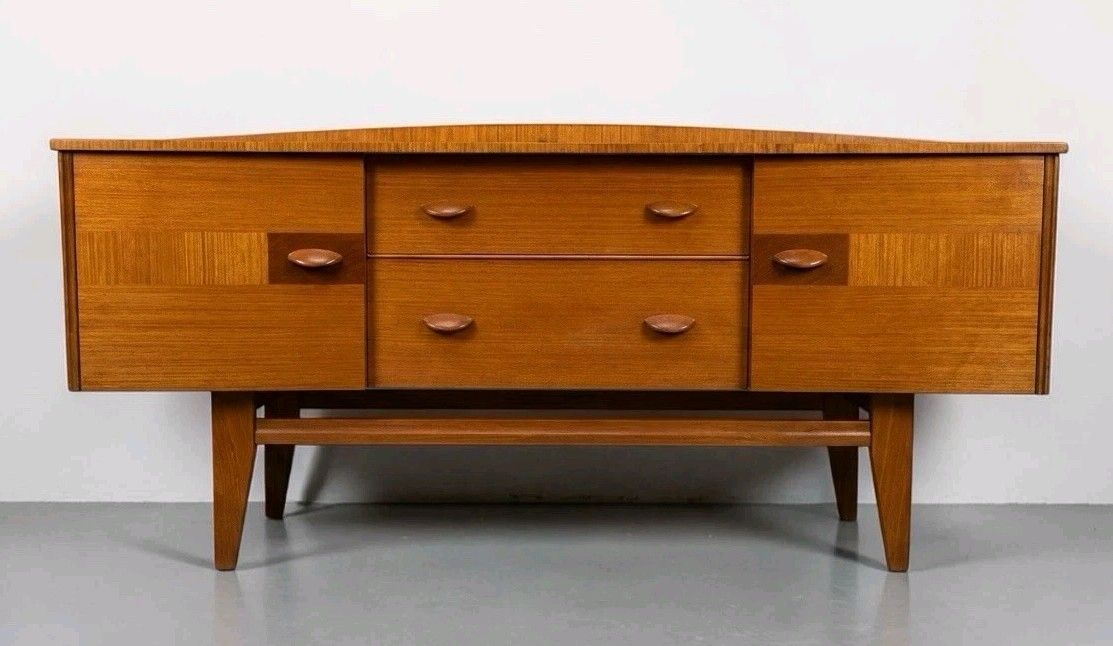Vintage Stoneleigh Teak Sideboard Mid Century Retro Curved Surface Rare C1960s photo vintage