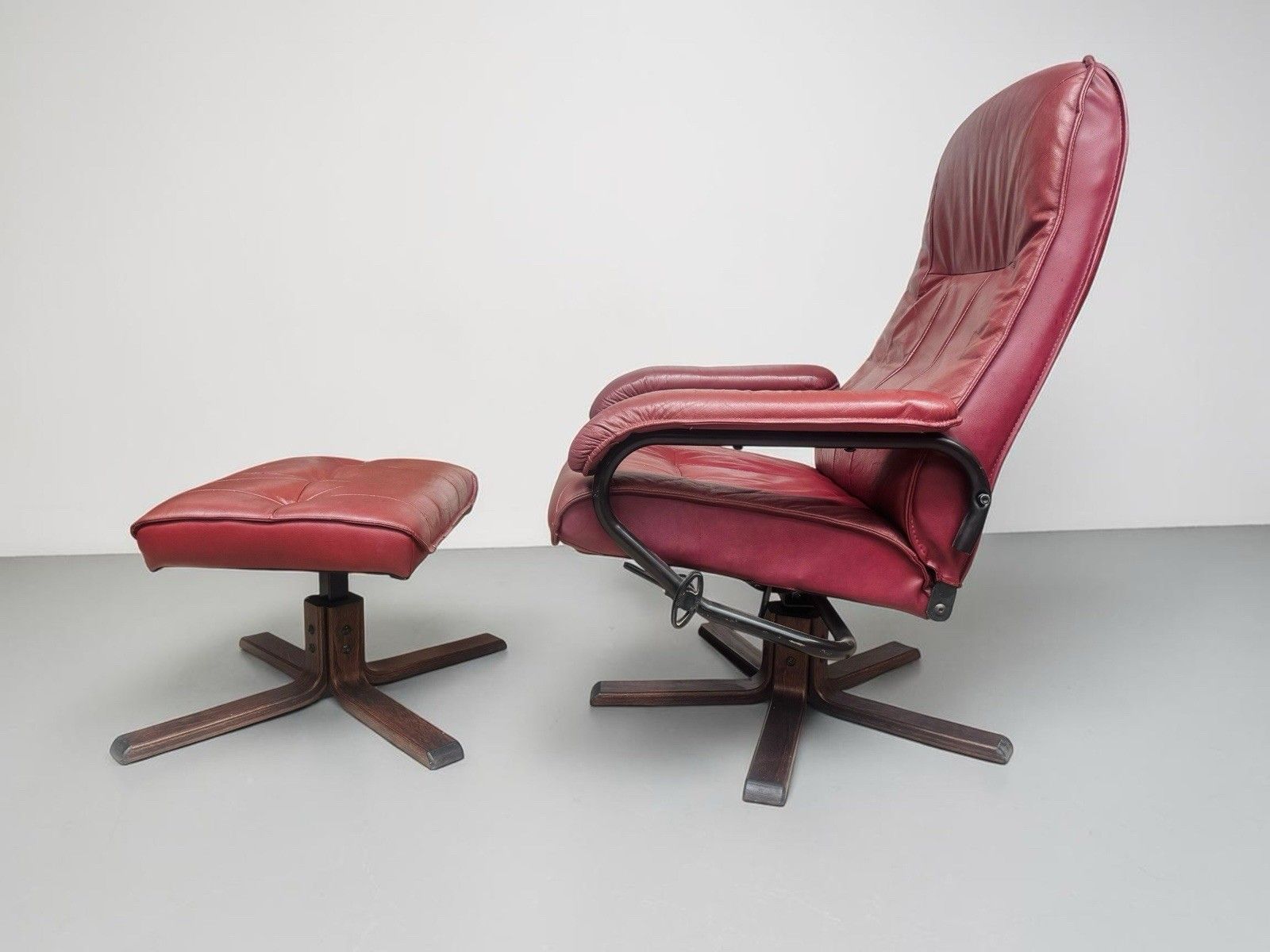 Danish Unico Leather Armchair And Matching Footstool Mid Century Rero C1970s photo furniture