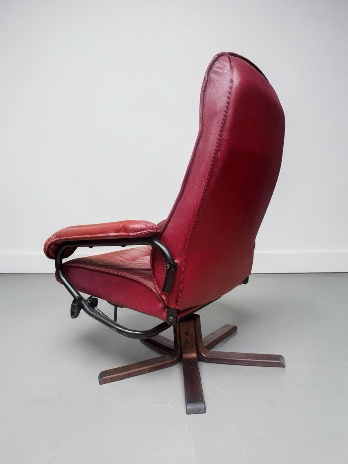 Danish Unico Leather Armchair And Matching Footstool Mid Century Rero C1970s photo for sale