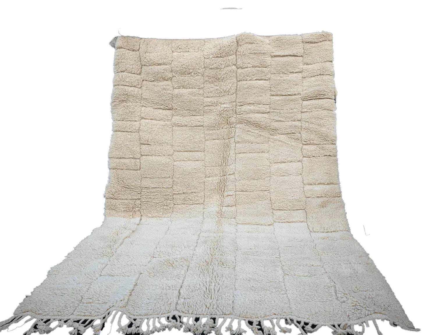 No Custom Fee/  Cream Authentic Beni Ouarain Moroccan Rug 100%Wool/ 9.8×6.8ft– 300×210 Cm