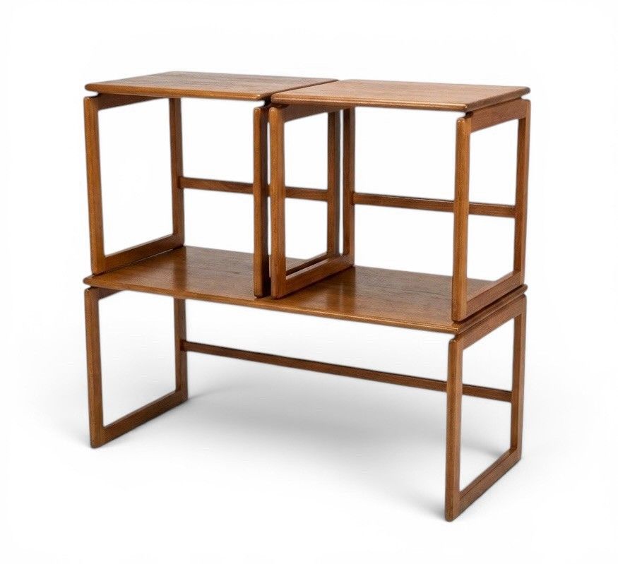 Arne Hovmand Olsen For Mogens Kold Solid Teak Nest Of Tables Rare Mid Century photo furniture