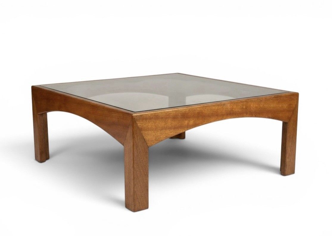 Danish Kristian Vedel Solid Teak And Smoked Glass Coffee Table Sculptural C1960s photo for sale