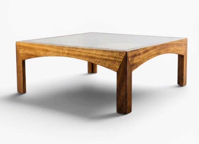 Danish Kristian Vedel Solid Teak And Smoked Glass Coffee Table Sculptural C1960s photo vintage