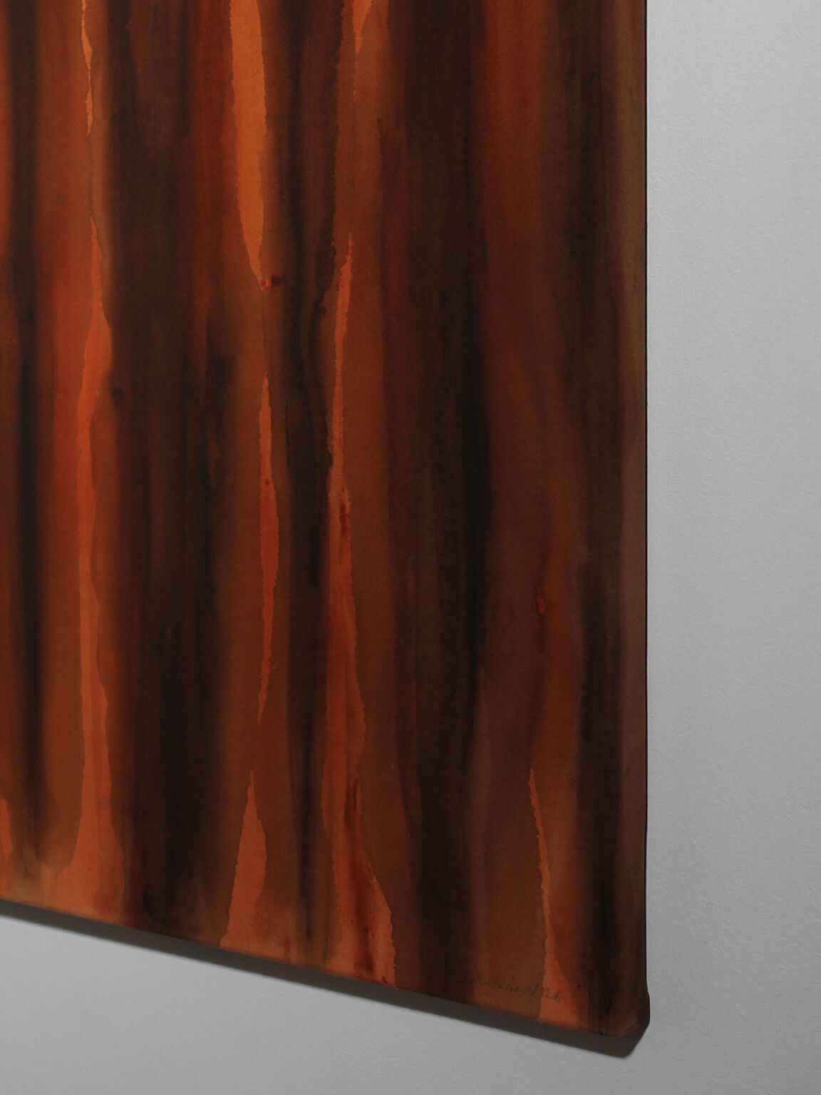 Vertical Organic Lines Painting In Umber, 80x80cm, Karina Savonenko, 2026 photo vinterior