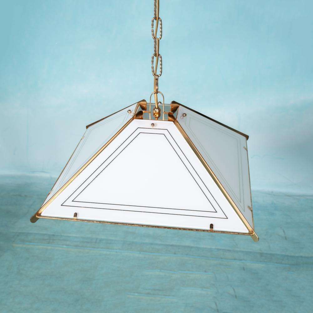 Vintage Glass Hanging Lamp Chic, Brass & Glass Regency Pendant photo furniture