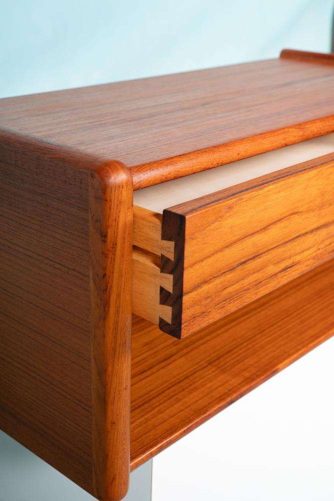 photo vinterior Mid Century Teakhouten Wandset, Minimalistische Kai Kristiansen Console