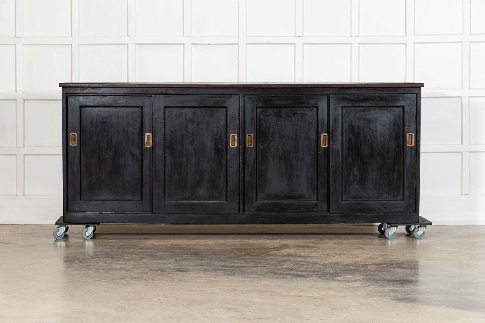 Large 19thc English Ebonised Mahogany Shop Counter / Dresser Base