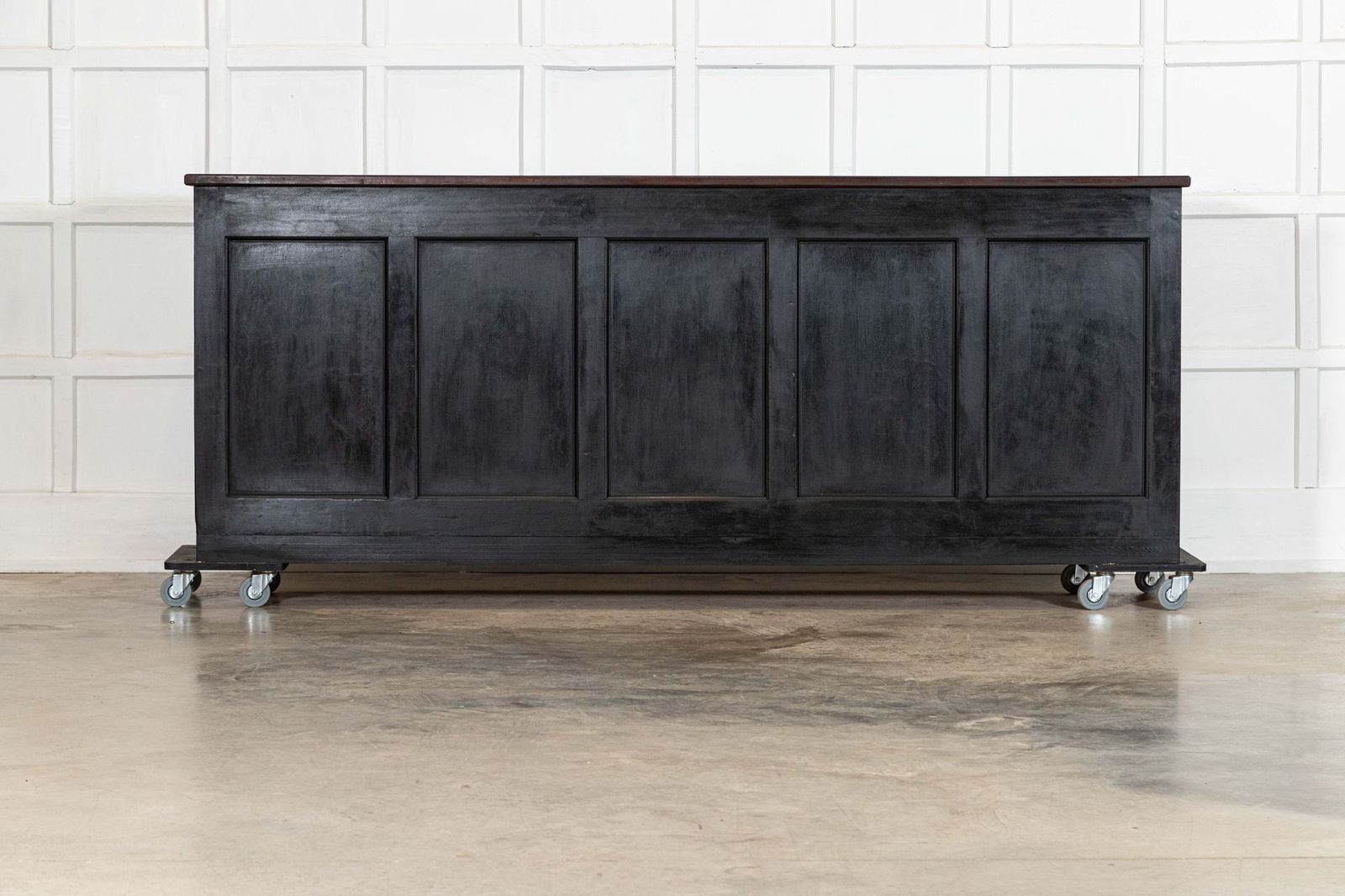 Large 19thc English Ebonised Mahogany Shop Counter / Dresser Base photo furniture