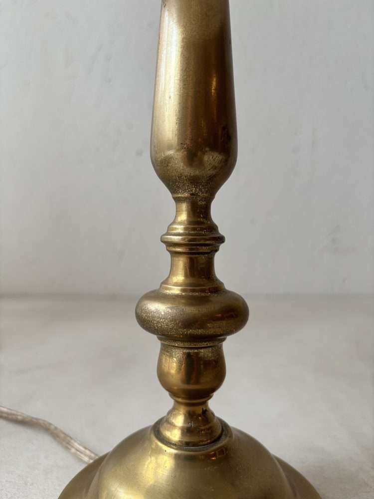 Messing Tafellamp Met Geplooide Kap | Vintage Design Jaren 1960 photo for sale