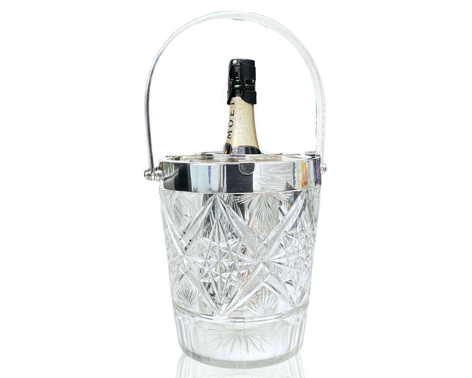 Seau à champagne, refroidisseur à vin, avec insert pour bouteille, métal argenté photo furniture