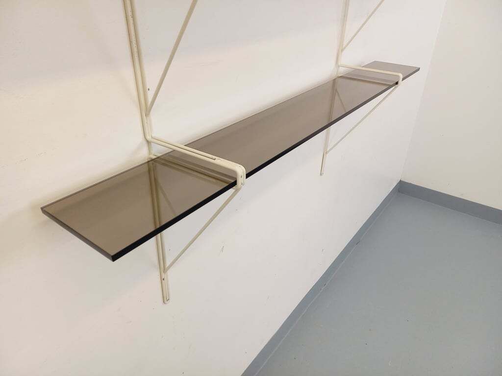 String Tomado Wall Shelf In Smoked Glass And White Metal photo 1313.0