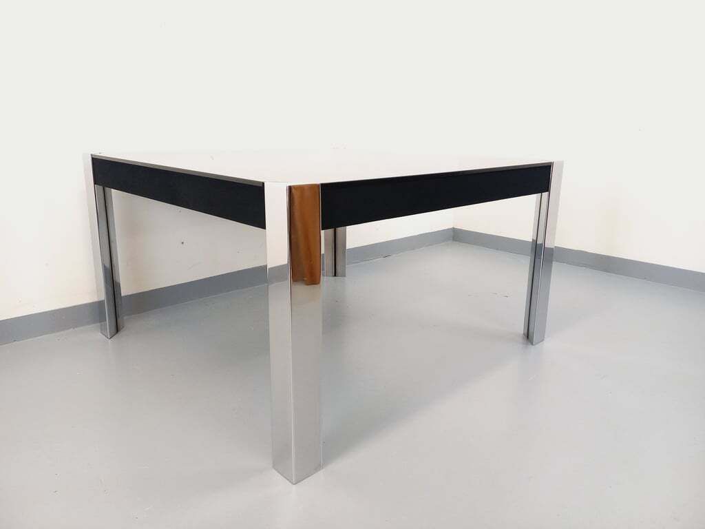 Guido Faleschini Square Table For Mariani X Hermès In Smoked Glass And Chromed Metal photo Furniture