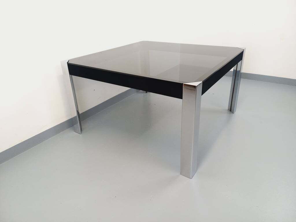 2624.0 Guido Faleschini Square Table For Mariani X Hermès In Smoked Glass And Chromed Metal photo